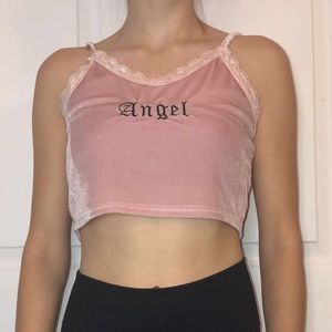 Velvet pink crop top